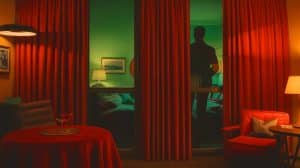 Illustration of a covert CIA experiment involving mind control in a disguised San Francisco apartment.