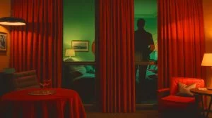 Illustration of a covert CIA experiment involving mind control in a disguised San Francisco apartment.
