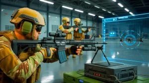 Illustration de la formation militaire avec un simulateur anti-drones développé par des étudiants russes.