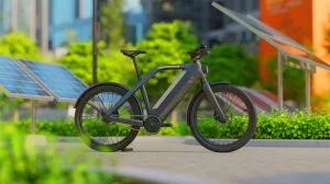 Illustration von einem innovativen Elektrofahrrad mit Superkondensatoren.