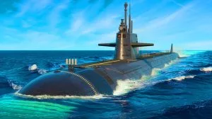 Illustration of the USS Iowa, a state-of-the-art nuclear attack submarine, showcasing its advanced capabilities and technological innovations.