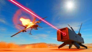 Illustration de l'utilisation d'un laser à haute énergie par Israël pour abattre des drones en combat.