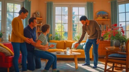 Illustration of French households hosting Ukrainian refugees amidst emotional and financial challenges.