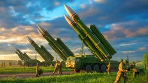 Illustration of Russia's secret development of intermediate-range nuclear missiles during a deployment moratorium.