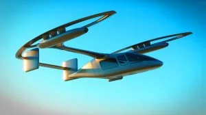 Illustration of Vertical Aerospace's VX-4 eVTOL completing a historic airport-to-airport flight.