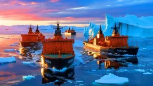 Illustration de la présence accrue de brise-glace chinois dans l'Arctique près de l'Alaska.