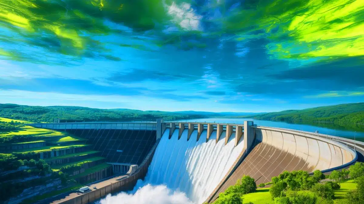 Illustration of the impact of dam construction on Earth's rotational axis and water distribution.
