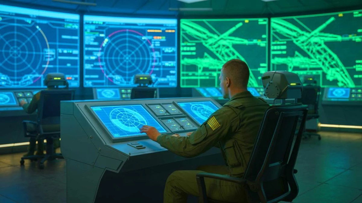 Illustration de l'arme de guerre électronique 6G développée par la Chine pour tromper les radars des avions furtifs.