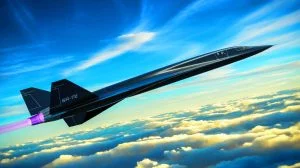 Illustration de l'avion hypersonique SR-72 "Son of Blackbird" explorant de nouvelles frontières technologiques.