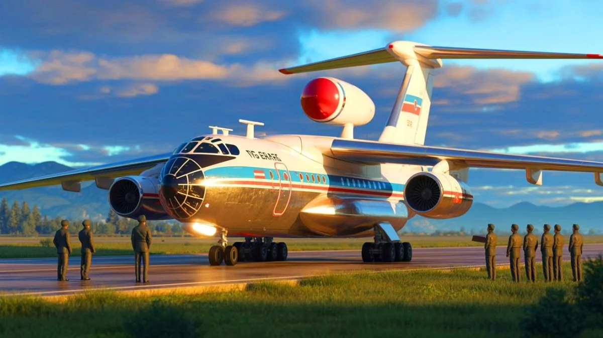 Illustration de l'avion de surveillance nord-coréen inspiré du modèle russe Il-76.