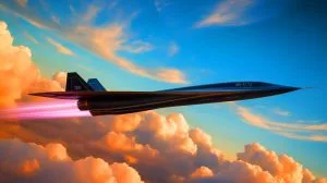 Illustration de l'avion SR-72 "Darkstar" de Lockheed Martin, promettant des vitesses hypersoniques et une technologie furtive avancée.