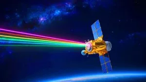 Illustration de la transmission de données spatiales par laser révolutionnaire développée par des chercheurs chinois.