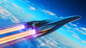 Illustration de l'avion spatial Invictus visant Mach 5 avec le moteur SABRE.