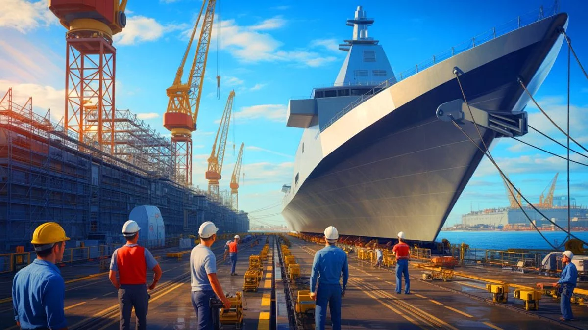 Illustration de la stratégie américaine pour renforcer la flotte navale face à la montée en puissance de la Chine.