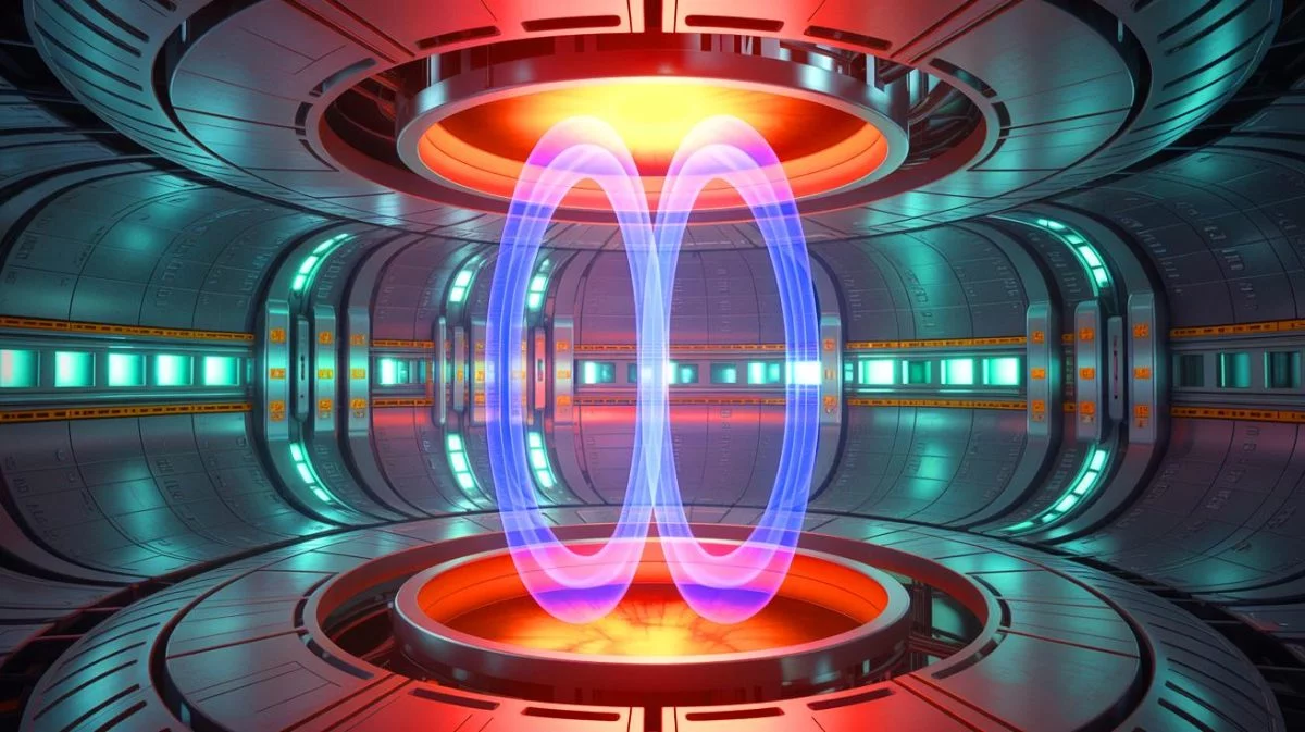Illustration de la configuration plasma en triangularité négative dans un tokamak pour améliorer la stabilité et le confinement thermique.