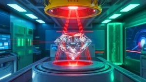 Illustration de l'amorphisation induite par choc dans le diamant lors des expériences de fusion nucléaire.