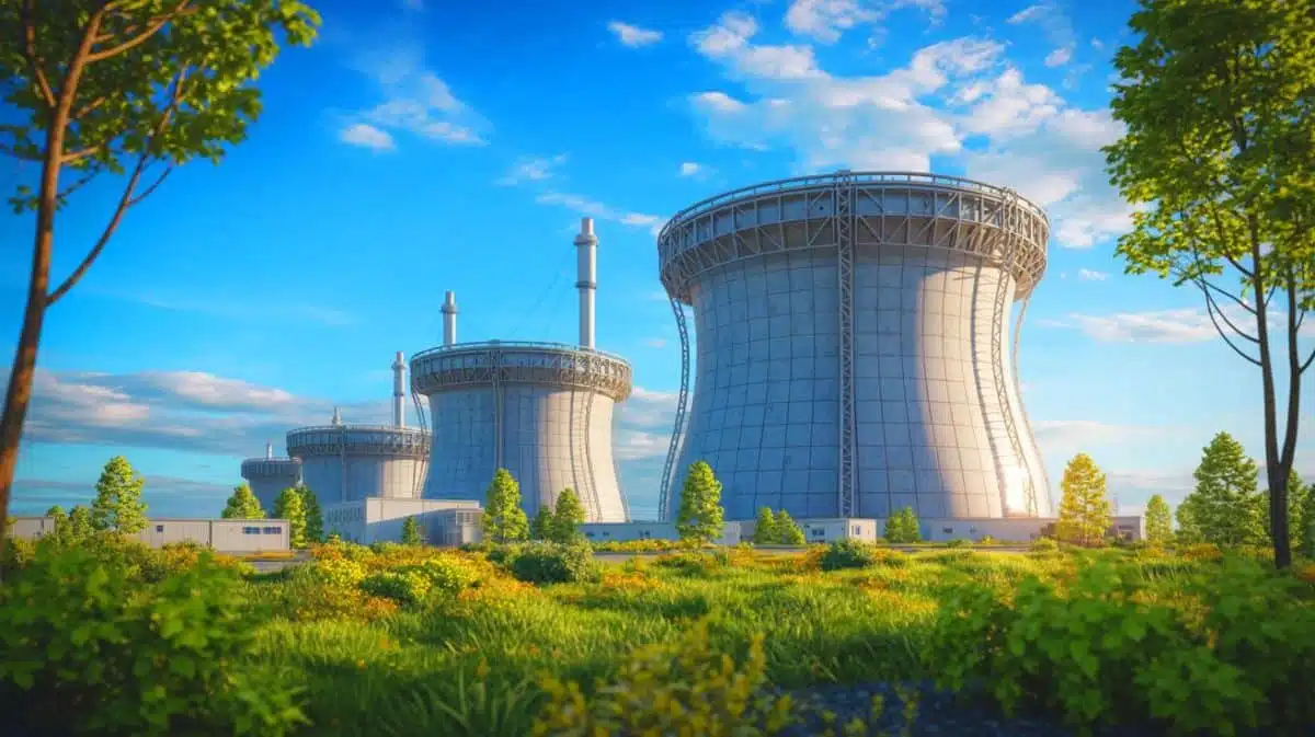 Illustration de la technologie de dampeurs à particules pour sécuriser les réacteurs nucléaires contre les séismes.