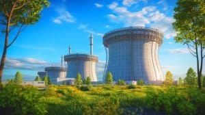 Illustration de la technologie de dampeurs à particules pour sécuriser les réacteurs nucléaires contre les séismes.