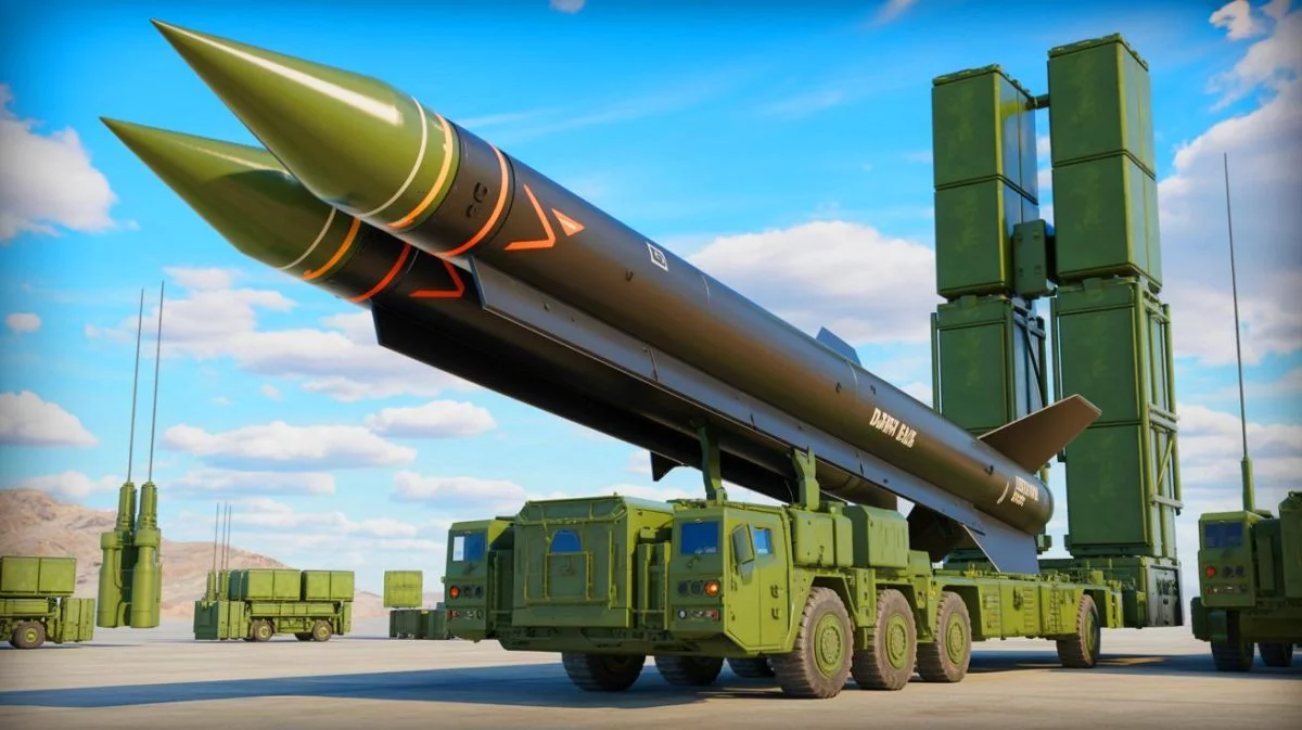 Illustration of the Dark Eagle missile system demonstrating its rapid and precise strike capability.