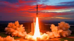 Illustration de l'essai réussi du missile Agni-5 renforçant la capacité de dissuasion nucléaire de l'Inde.