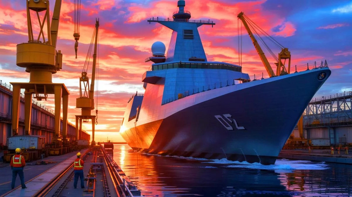Illustration de la stratégie de modernisation et d'expansion de la flotte navale américaine face aux défis internationaux.