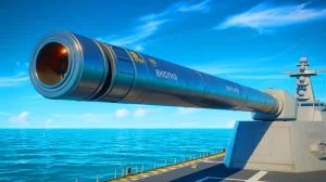 Illustration of a proposed Chinese electromagnetic rail gun design aiming to double its force.