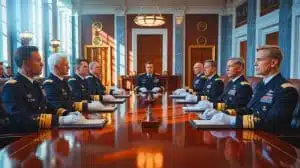 Illustration of newly confirmed military leaders for the U.S. Navy and Space Force.