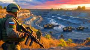 Illustration of Russian forces seizing a lithium-rich area near Shevchenko in Ukraine's Donetsk region.