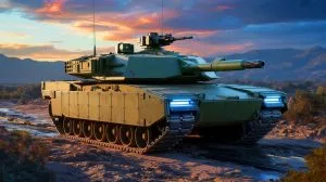 Illustration de l'innovation technologique du char AbramsX et ses capacités avancées en guerre blindée.