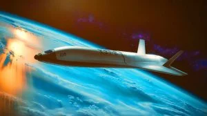 Illustration de l'avion spatial X37-B en mission pour tester des technologies de communication et de navigation avancées.
