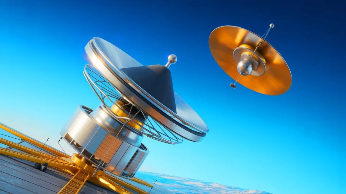 Illustration de la technologie de lancement centrifuge de SpinLaunch pour l'envoi de satellites en orbite basse terrestre.