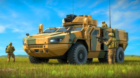 Illustration de l'innovation technologique du véhicule multi-rôles blindé par BAE Systems pour l'armée américaine.