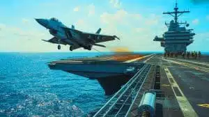 Illustration de l'essai de catapultage sur le porte-avions Fujian de la marine chinoise.