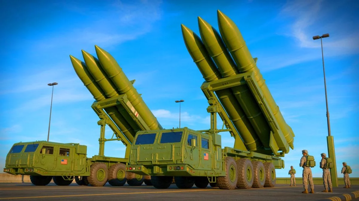 Illustration of the U.S. Dark Eagle hypersonic missile system in strategic deployment.