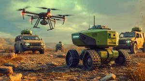 Illustration of a Ukrainian unmanned ground vehicle in action.
