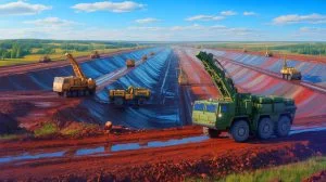 Illustration de la prise de contrôle par la Russie d'une réserve stratégique de lithium en Ukraine.