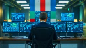 Illustration von einem Cyberangriff auf ausländische Botschaften durch russische Hackergruppen.