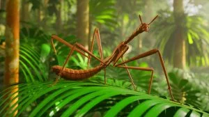 Illustration of Acrophylla alta, the newly discovered giant stick insect from Australia's tropical canopies.