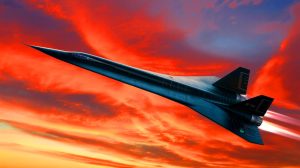 Illustration of Lockheed Martin's SR-72 "Darkstar" aircraft showcasing its hypersonic capabilities and stealth design.