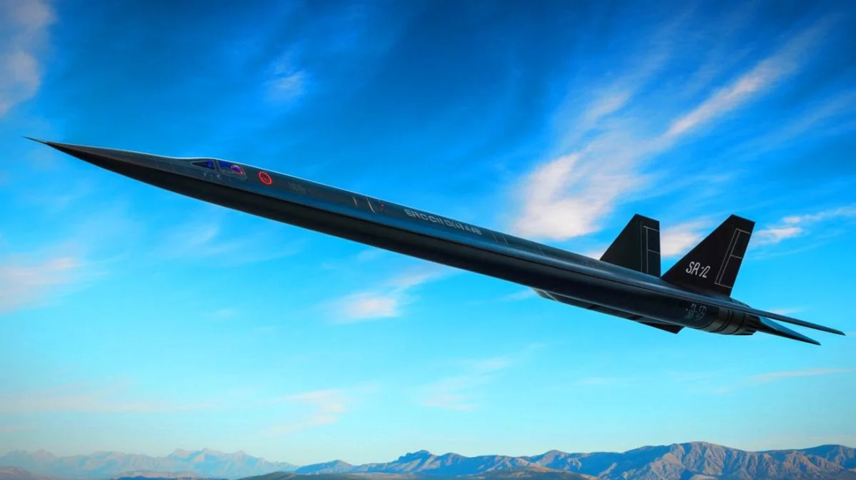 Illustration of the SR-72 "Darkstar" hypersonic aircraft showcasing its advanced stealth and speed capabilities.