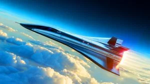 Illustration of the Aurora spaceplane achieving a high-altitude test flight.