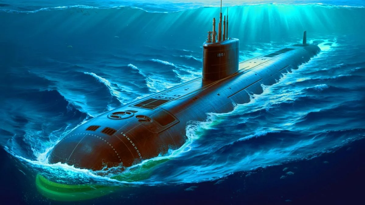Illustration of the Virginia Block V submarine with enhanced strike capabilities and advanced stealth technology.