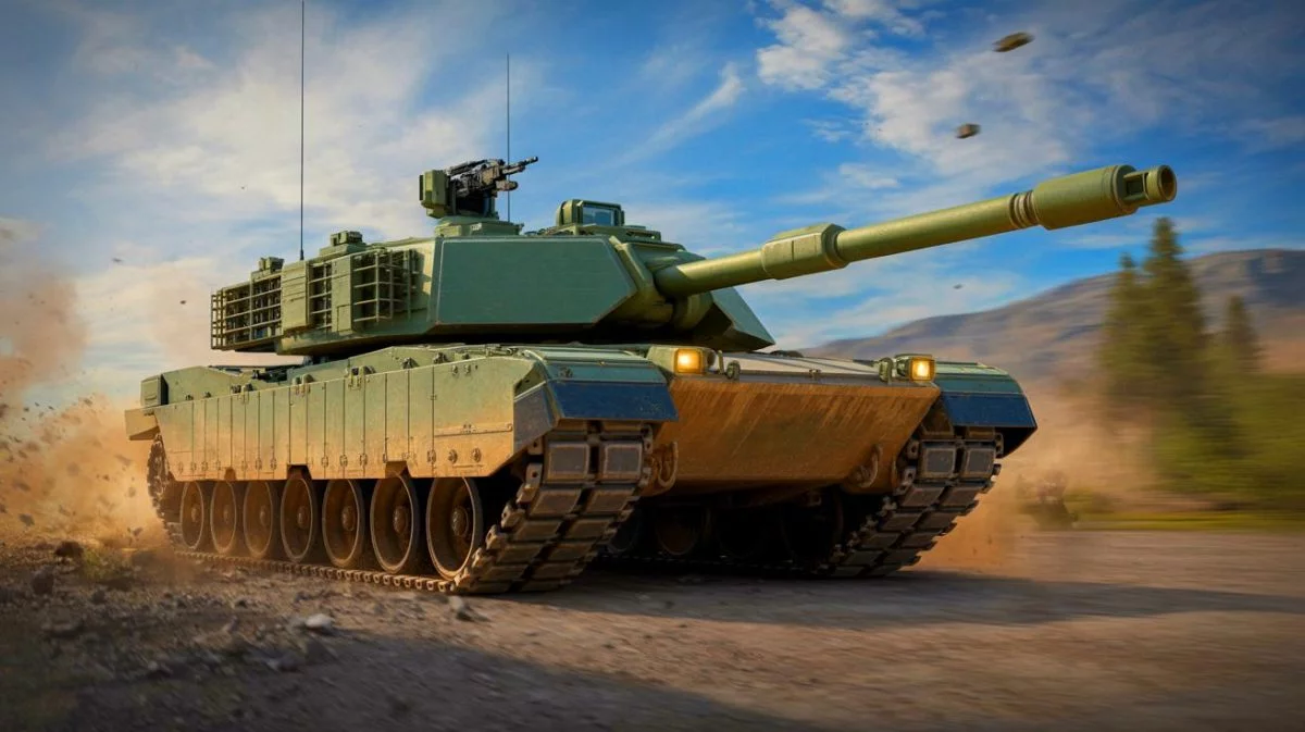 Illustration of the AbramsX tank showcasing advanced armored warfare technology.