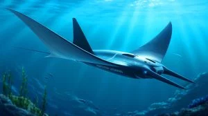 Illustration of the Manta Ray unmanned underwater vehicle designed to perform long-range autonomous missions.