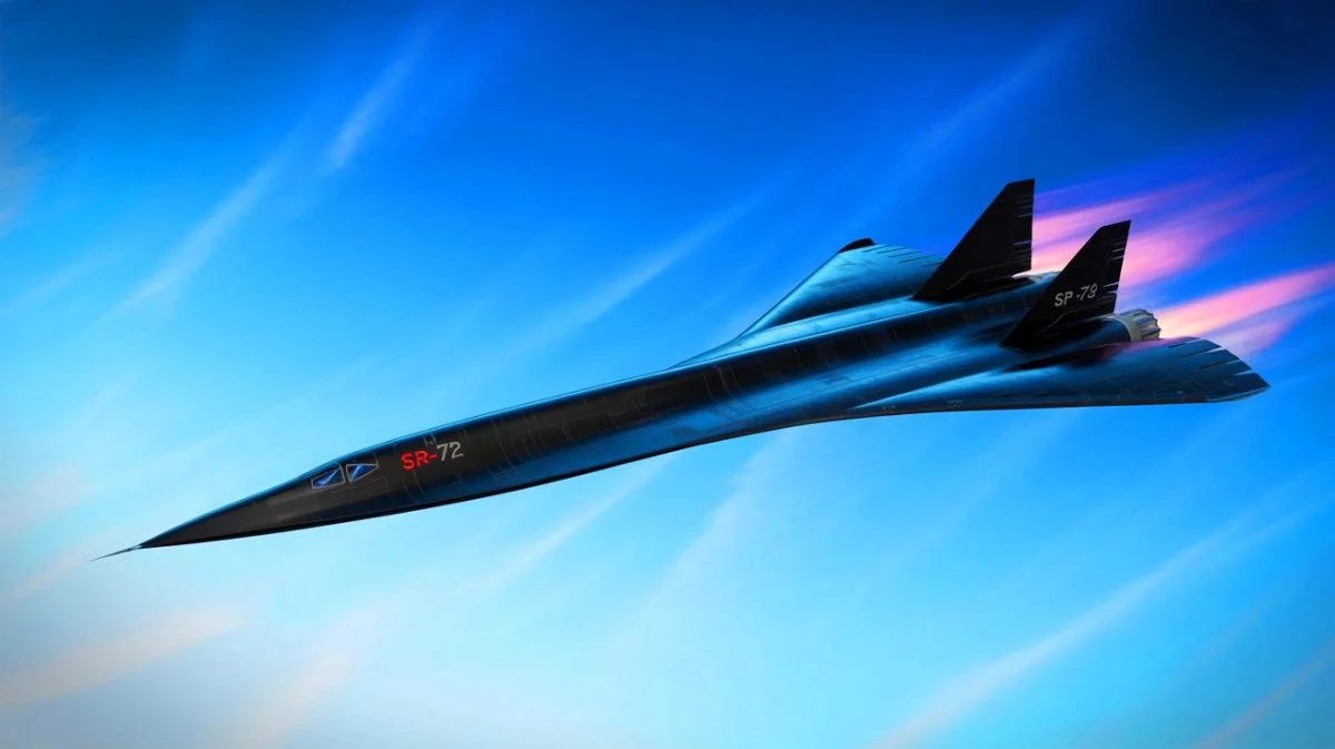 Illustration of the SR-72 "Darkstar" hypersonic aircraft developed by Lockheed Martin.