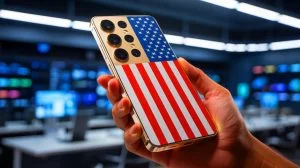 Illustration de la controverse autour du design du smartphone T1 de Donald Trump, inspiré du Galaxy S25.