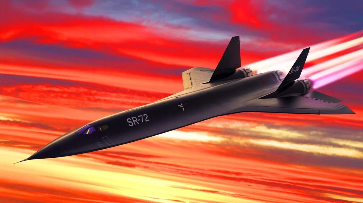 Illustration de l'avion SR-72 « Darkstar » en vol à vitesse hypersonique.