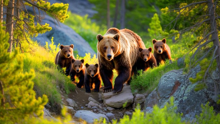 “She Defied Death”: Yellowstone Grizzly Mother With Five Cubs Ignites Explosive Clash Over Wildlife Protection and Human Survival