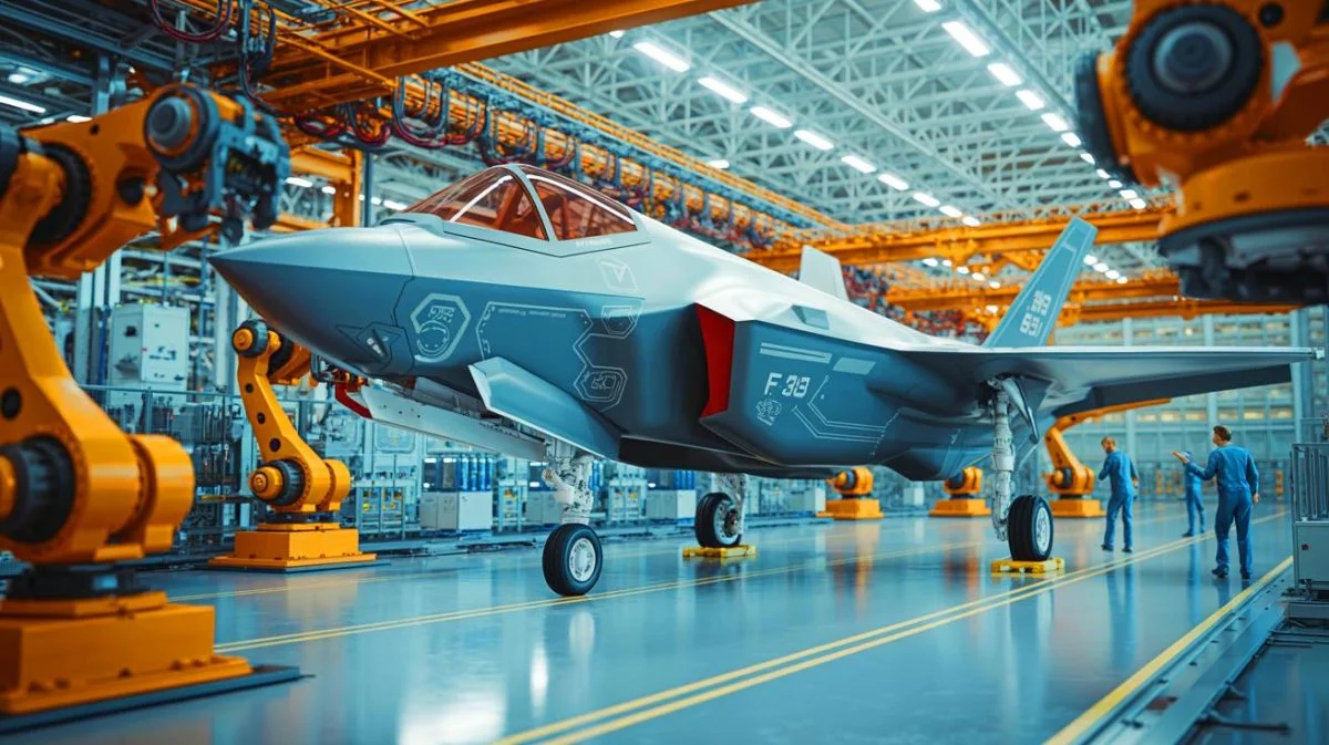 Illustration of Northrop Grumman's advanced assembly line for F-35 Lightning II jets.