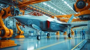 Illustration of Northrop Grumman's advanced assembly line for F-35 Lightning II jets.